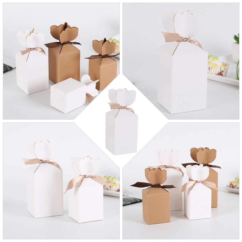 20pcs Ribbon Candy Square Box Wedding Candy Box Gift Box Baking Biscuit Packaging Box