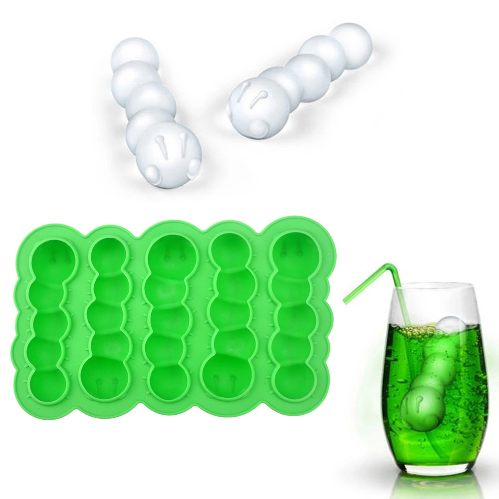 Novelty Caterpillar Shaped Ice Tray Ice Maker Pudding Mold Maker (Green)