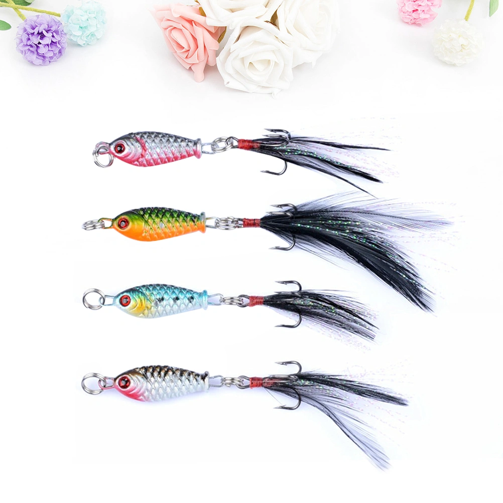 4 Pcs Fishing Lures 6g Metal Baits Artificial Floating Fishing Lures Deep Sea Baits (4 Colors)