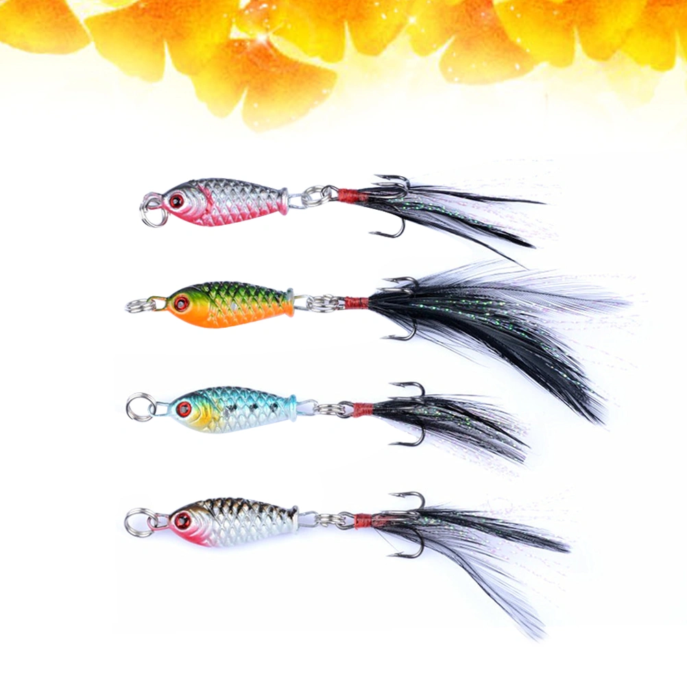 4 Pcs Fishing Lures 6g Metal Baits Artificial Floating Fishing Lures Deep Sea Baits (4 Colors)