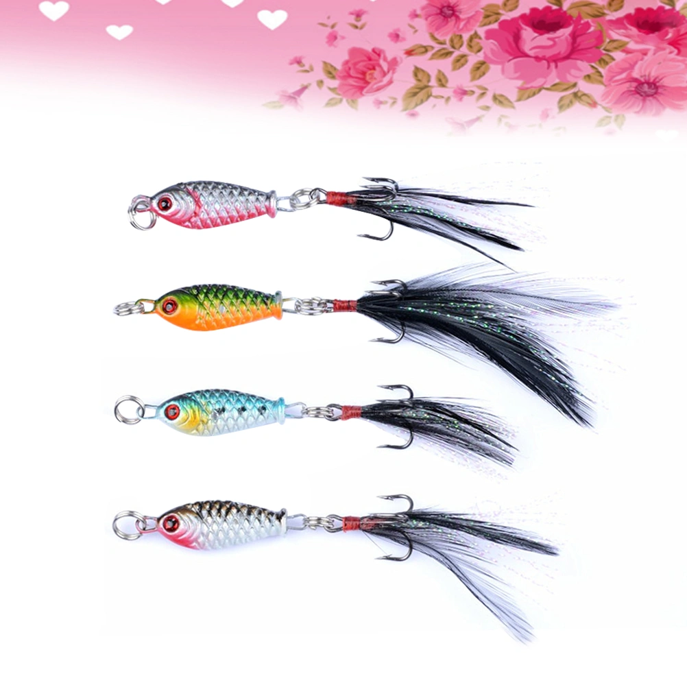 4 Pcs Fishing Lures 6g Metal Baits Artificial Floating Fishing Lures Deep Sea Baits (4 Colors)