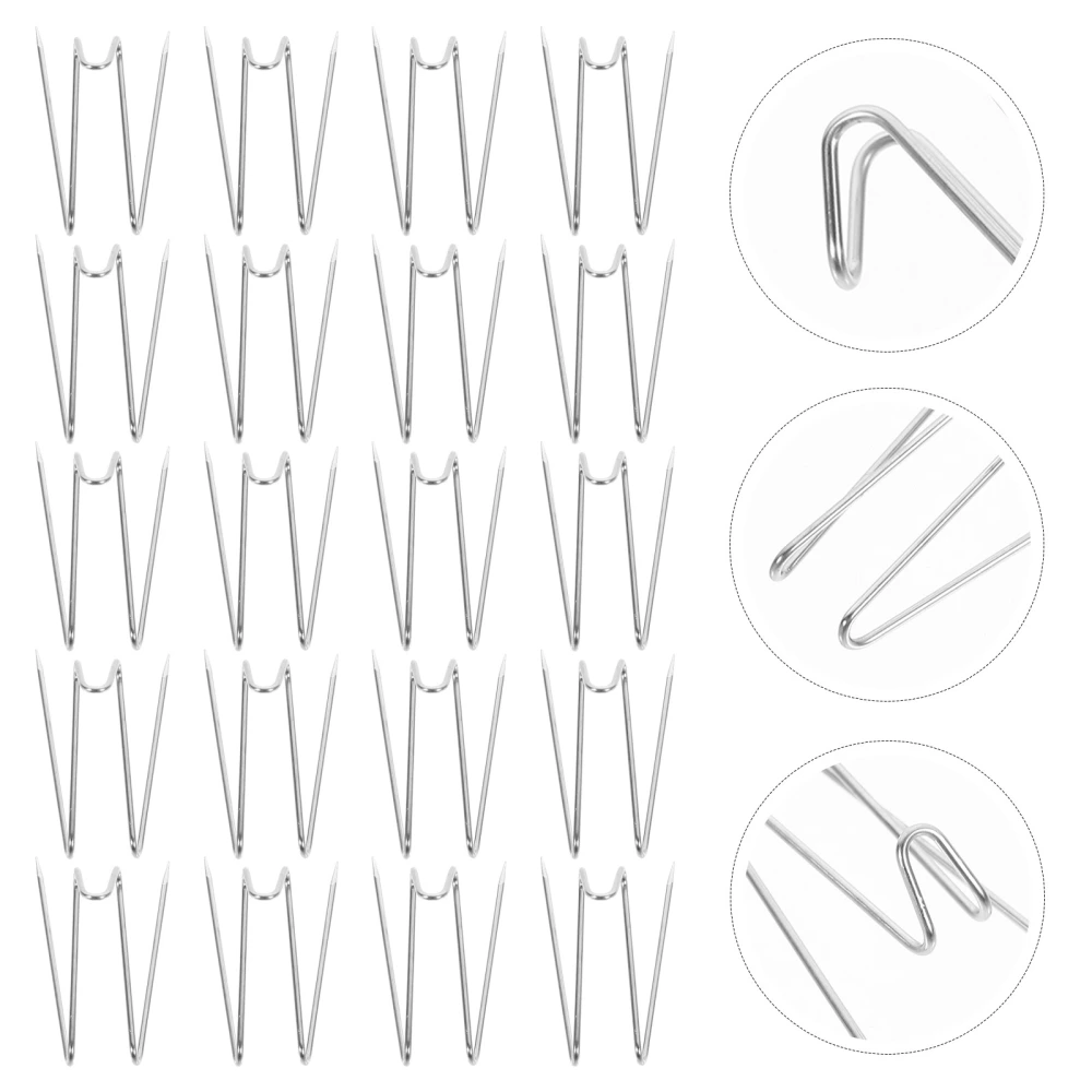 20pcs Stainless Steel Fabric Panel Wall Wire Hooks Picture Hangers (Silver)