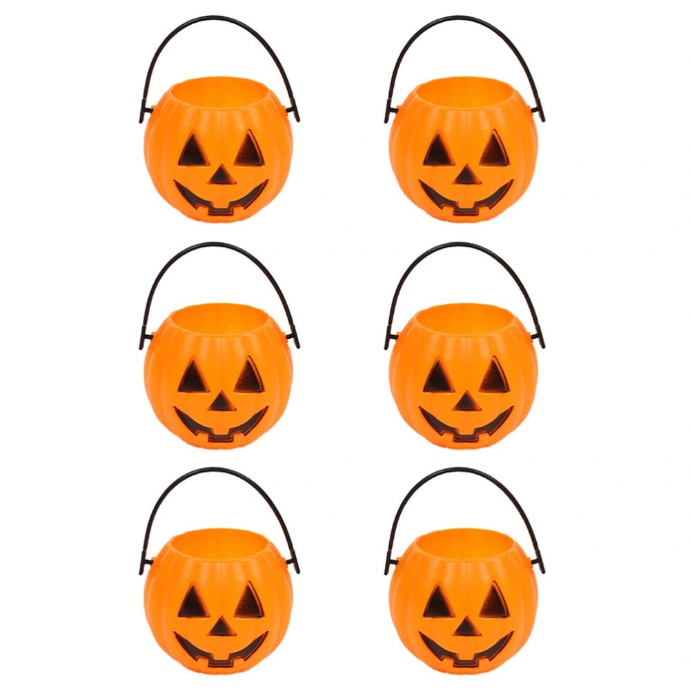 6pcs Halloween Scene Ornaments Festival Adornments Pumpkin Bucket Decors