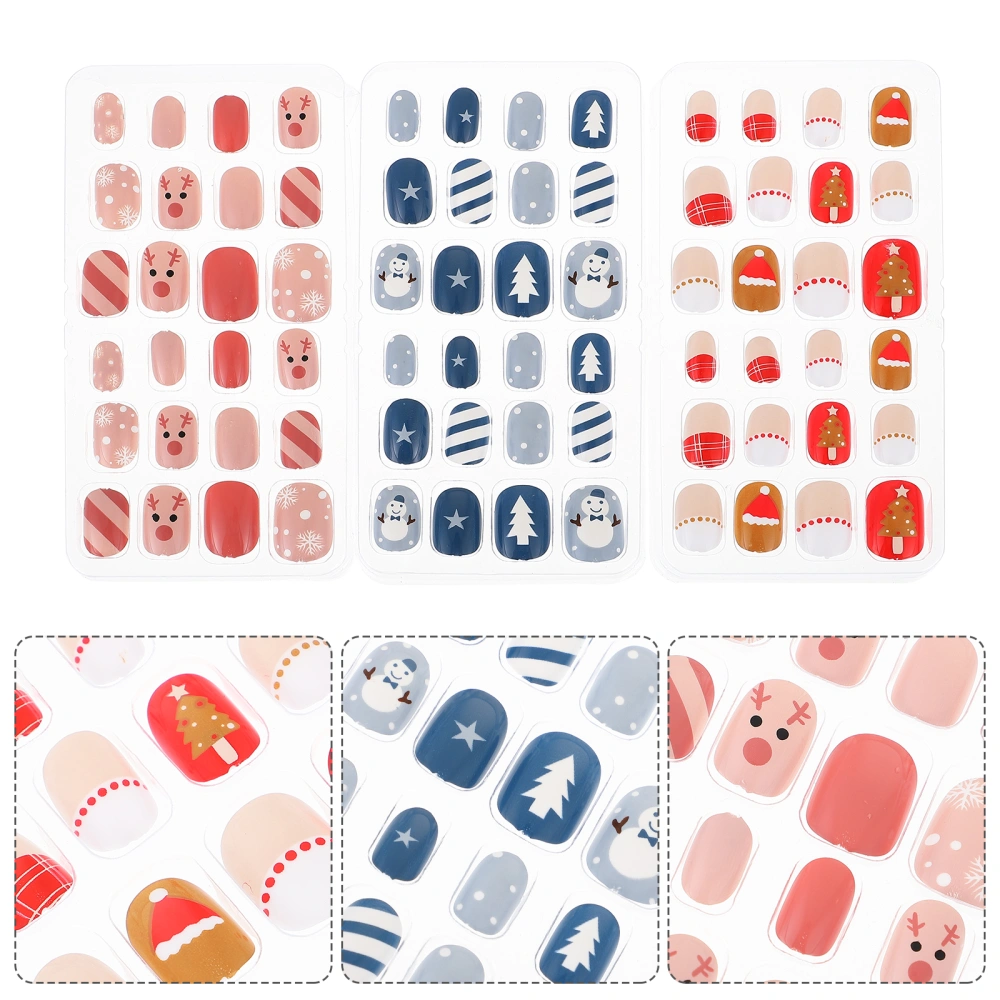 72Pcs Kids Christmas False Nails Tips Fake Nail Manicure DIY Decoration