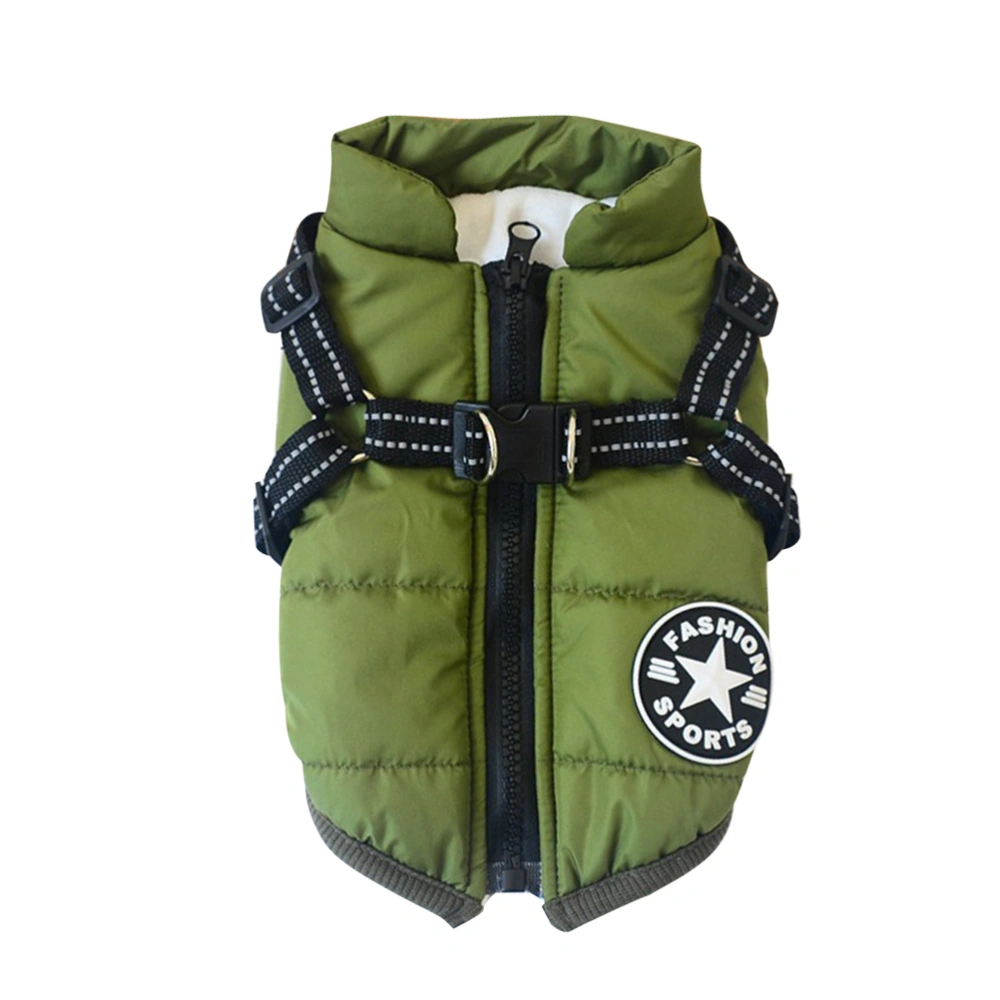 Fashion Dog Winter Coat Pet Warm Clothes Pet Cotton Vest Pet Supplies (Army Green, Size L)