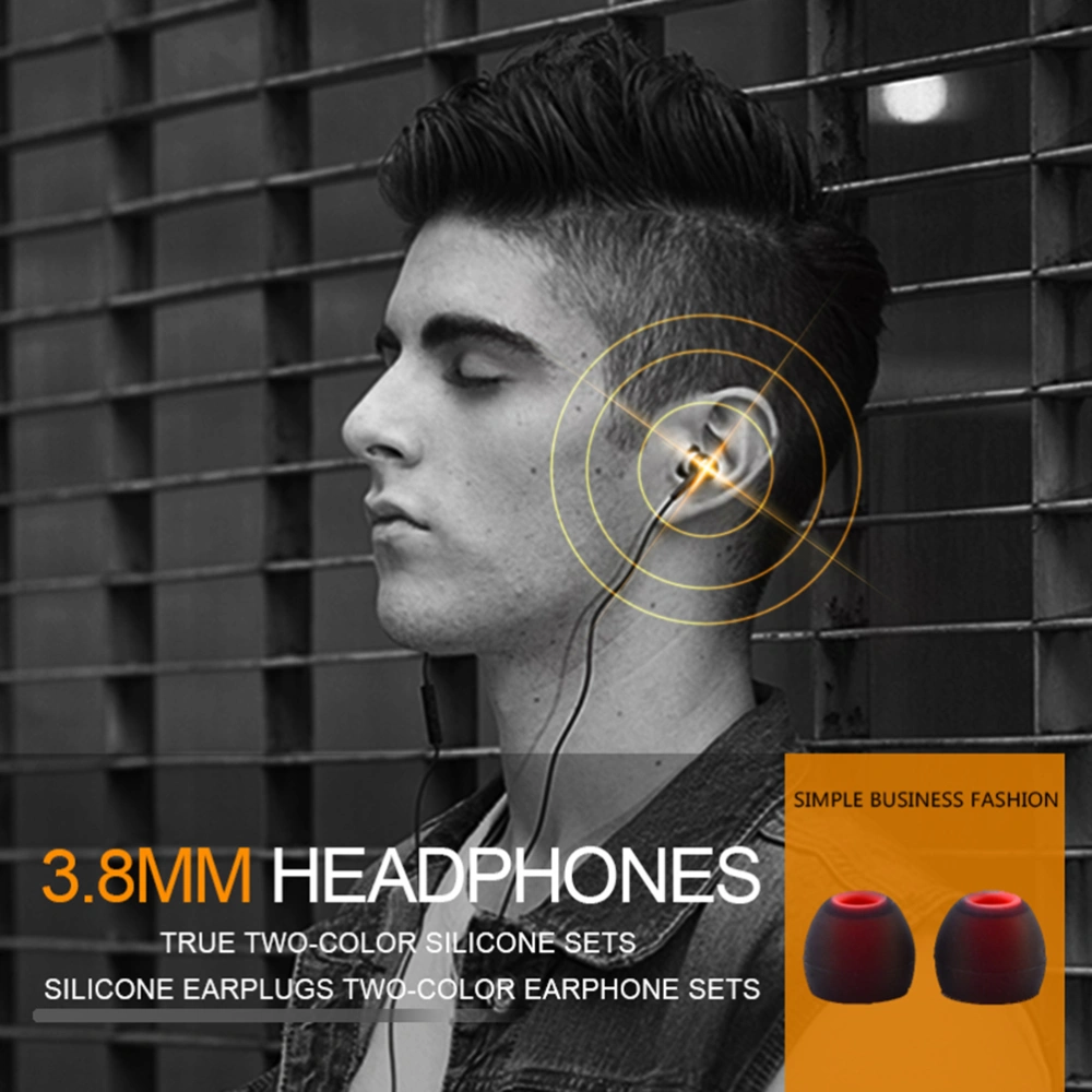 5 Pair of 3.8mm In Ear Tips Earbuds Headphone Silicone Ear Sleeve Ear Tip Earbuds for Earphone (Random Color) - Size L