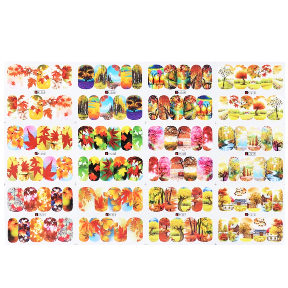 3 Sets Autumn Manicure Stickers Maple Leaf Nail Decals Nail Art Pastes DIY Manicure Supplies