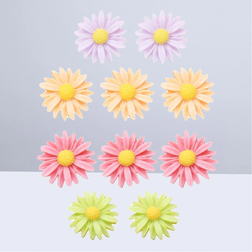 10pcs Resin Flower Push Creative Decoration Pushpin Thumbtack Home Office Supplies (Daisy)