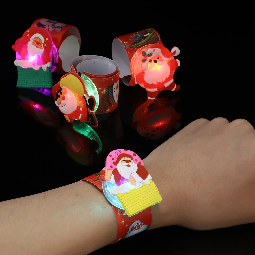 Tinksky 12pcs LED Lights Santa Claus Snowman Christmas Slap Bracelet Christmas Circle Wristband For Kids Boys Girls Adults  Christmas Party Favors Ornament (Assorted Styles)