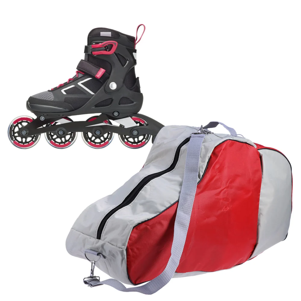 Skating Bag Roller Skate Bags Oxford Durable Roller Skating Carrying Bag Heavy Duty Skates Tote Bags with Adjustable Shoulder Strap (Red)