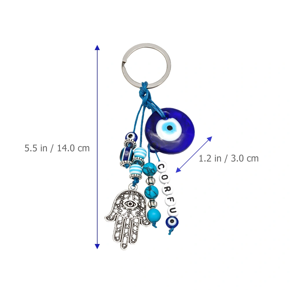 Devil Eye Keychain Fatima Hamsa Hand Decor Charm Key Holder Purse Handbag Pendant