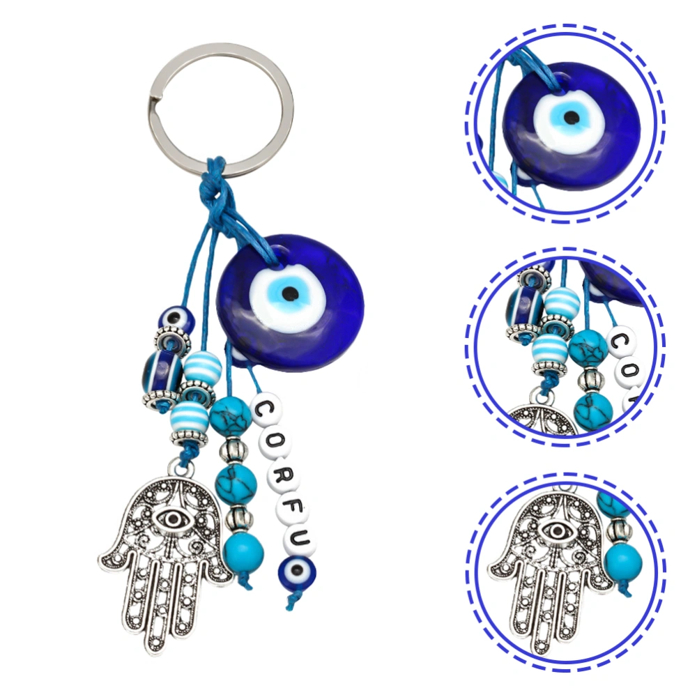 Devil Eye Keychain Fatima Hamsa Hand Decor Charm Key Holder Purse Handbag Pendant