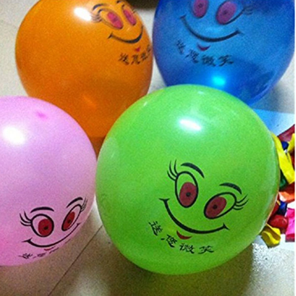 100pcs Smiling Face Balloon Bright Color Latex Balloons (Random Color)