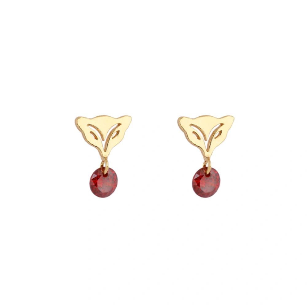 Pair of Women's Girls Style Zircon Eardrop Earrings Ear Studs (Red)