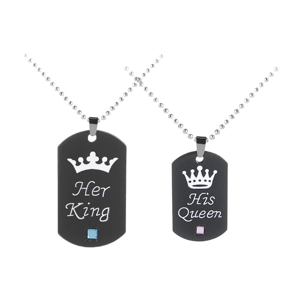 1 Pair Necklace Pendant Her King and His Queen Black Necklace Stainless Steel Jewelry