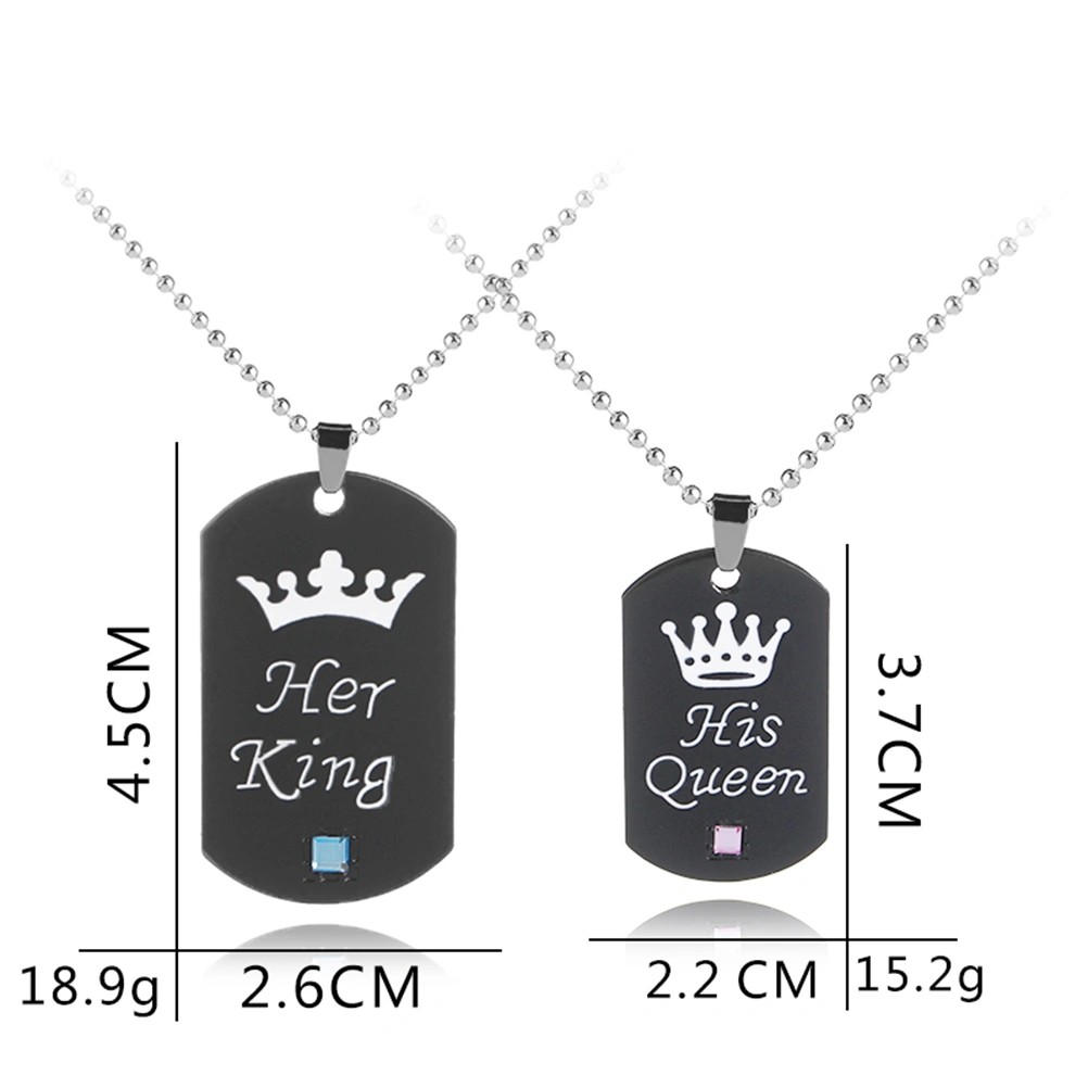 1 Pair Necklace Pendant Her King and His Queen Black Necklace Stainless Steel Jewelry
