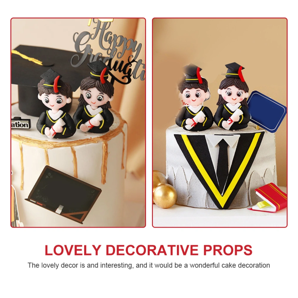 2Pcs Adorable Boy and Girl Cake Decorations Creative Dessert Ornaments Photo Props