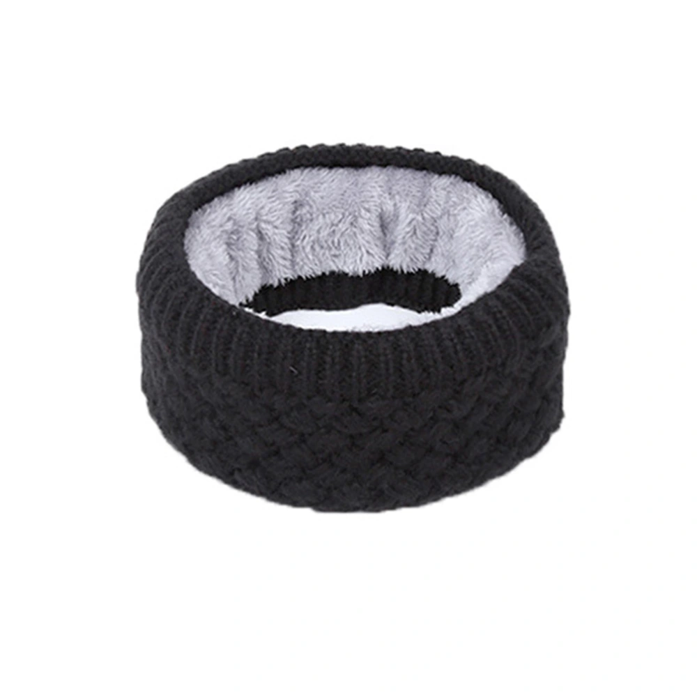 Knitted Neck Warmer and Hat Set Winter Warm Fleece Lined Beanie Circle Loop Scarf for Women Men (Black)