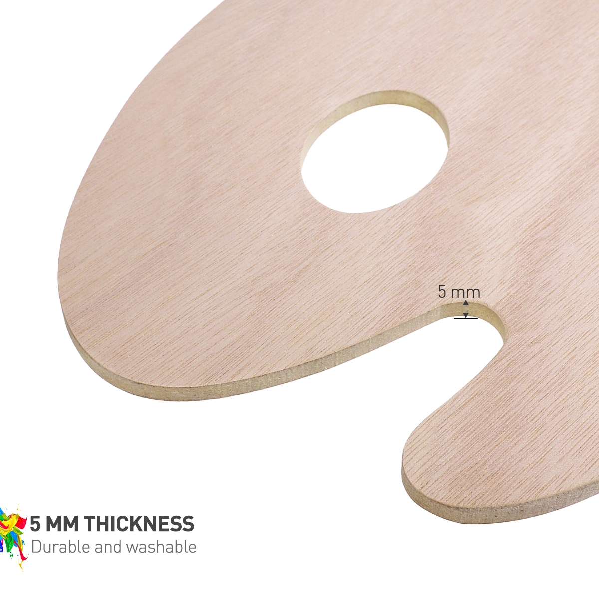 ULTNICE Oval Shaped Wooden with Comfortable Thumb Hole for Acrylic Watercolor and Oil Paints