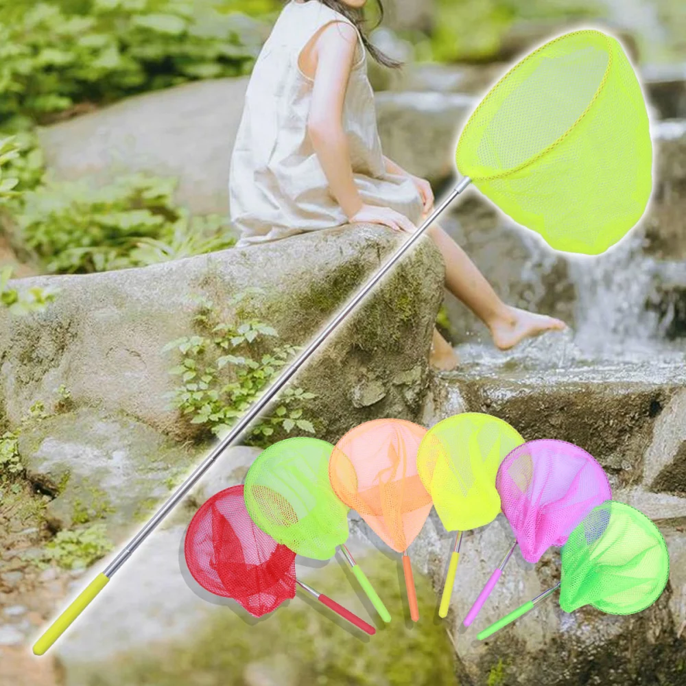 6 Pieces Colored Telescopic Net Insect Net Extendable Catching Bugs Insect Fishing Net Outdoor Garden Toy for Kids Playing