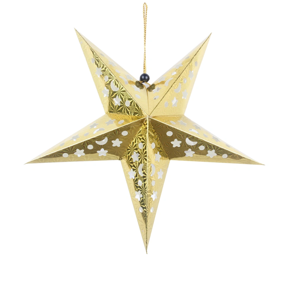 45cm Paper Star Lantern 3D Pentagram Lampshade for Christmas Xmas Party Holloween Birthday Home Hanging Decorations (Golden)