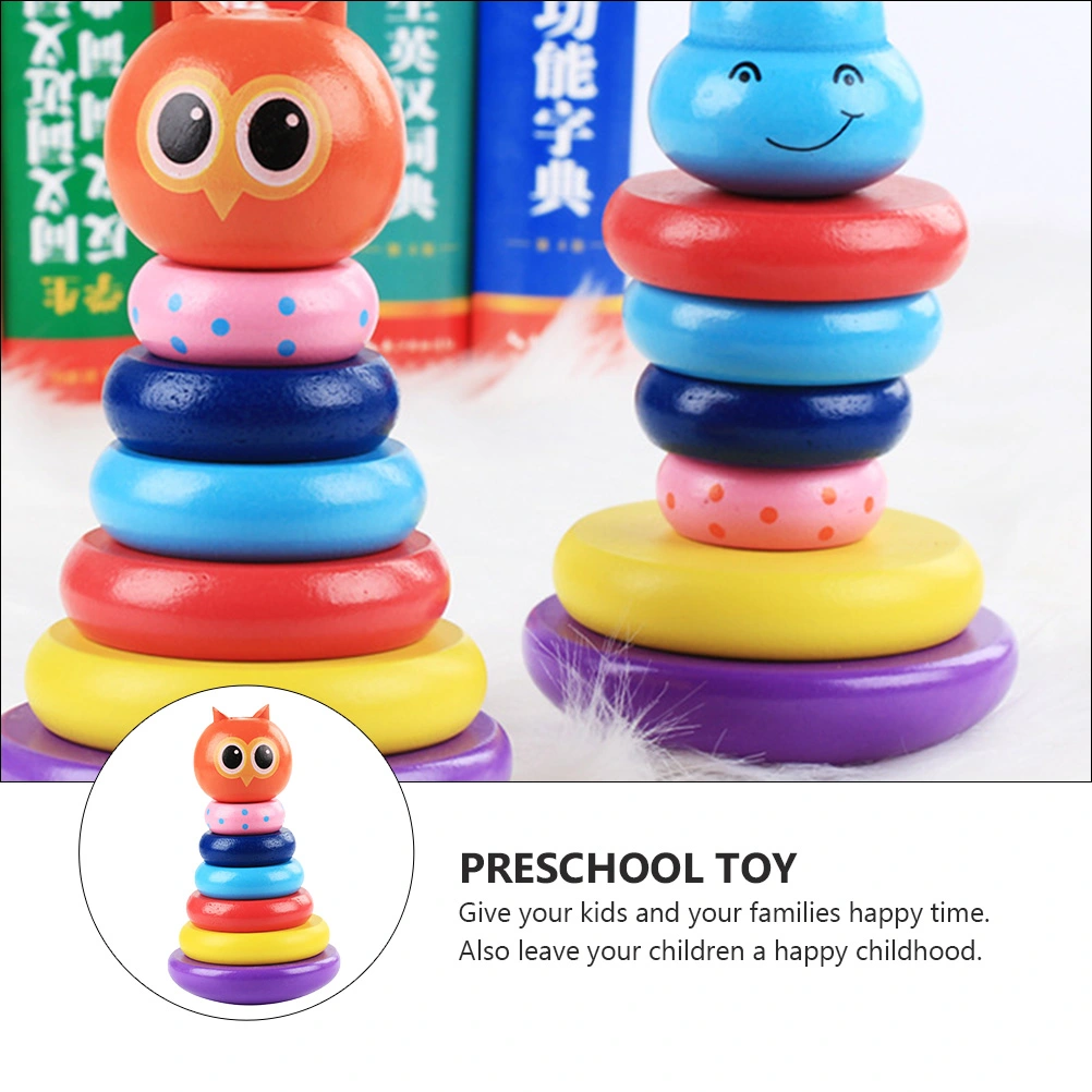 1 Set Wooden Stacking Toys Color Blocks Stacking Games Kids Educational Toys