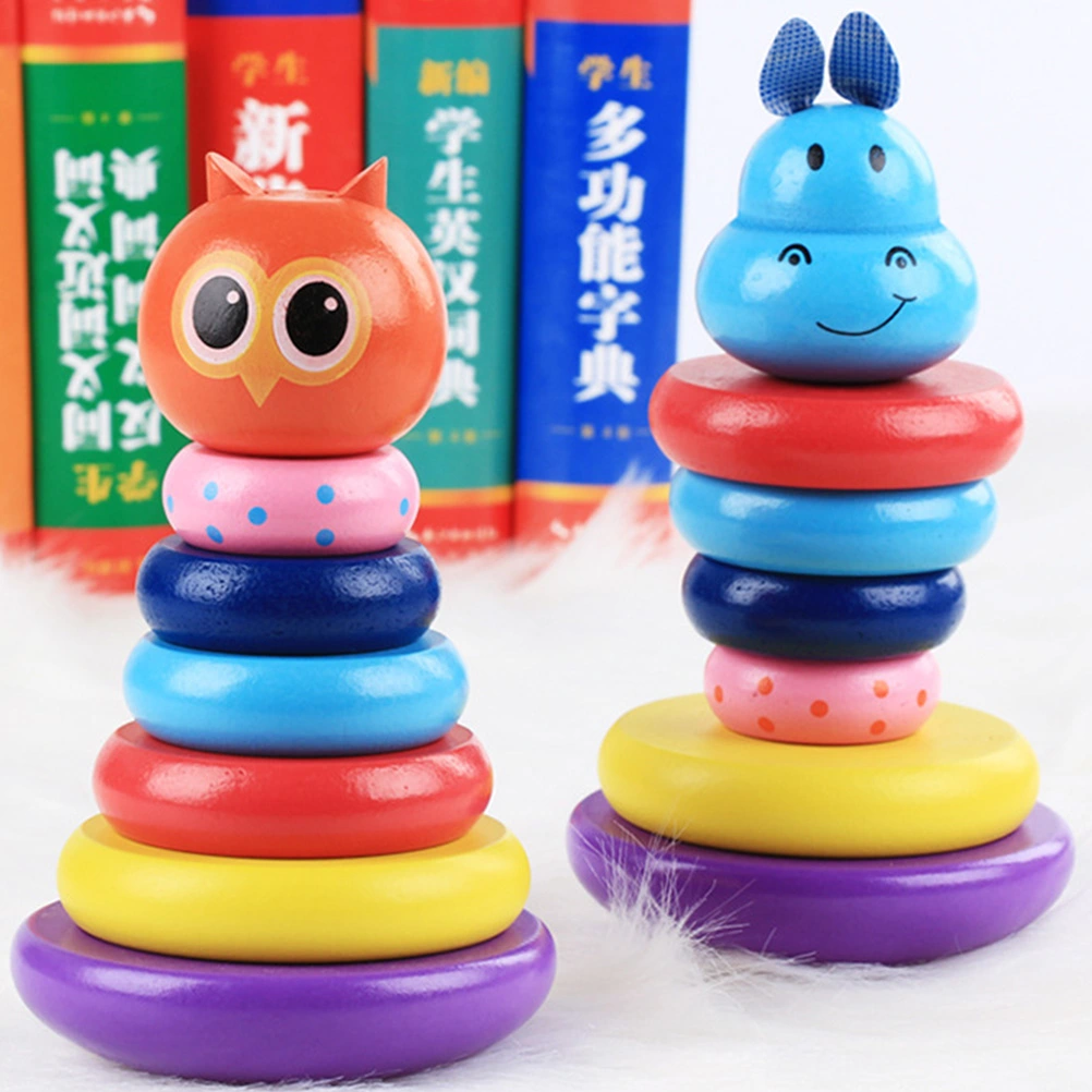 1 Set Wooden Stacking Toys Color Blocks Stacking Games Kids Educational Toys