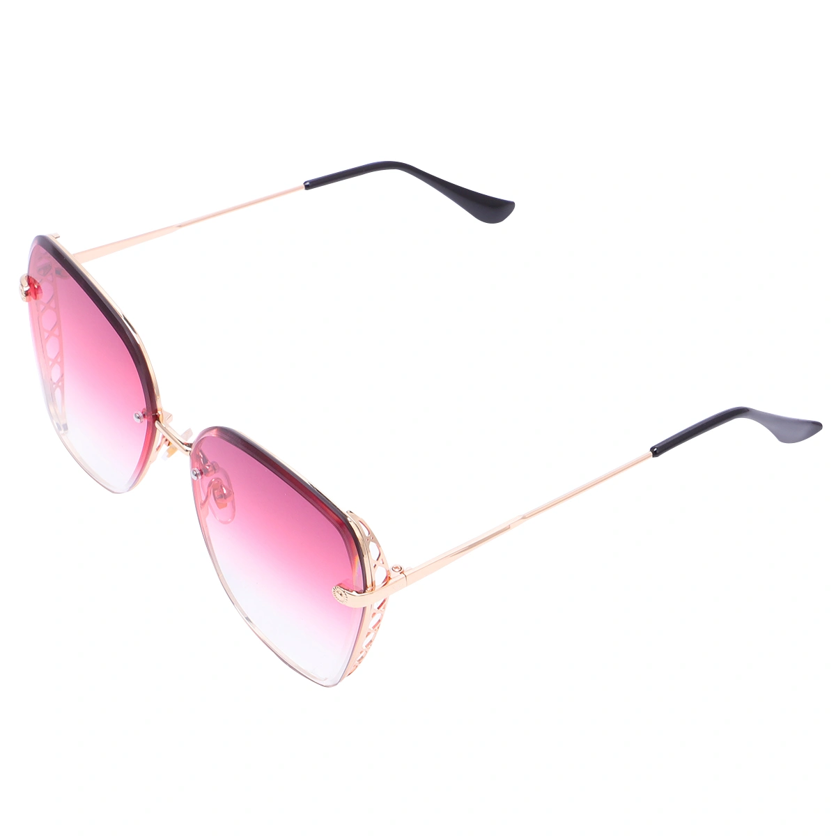 1Pc Fashion Metal Frame Sunglasses Stylish Eyeglasses Decorative Vacation Glasses Women Beach Eyewear (C3 Gold Frame Pink Lens)