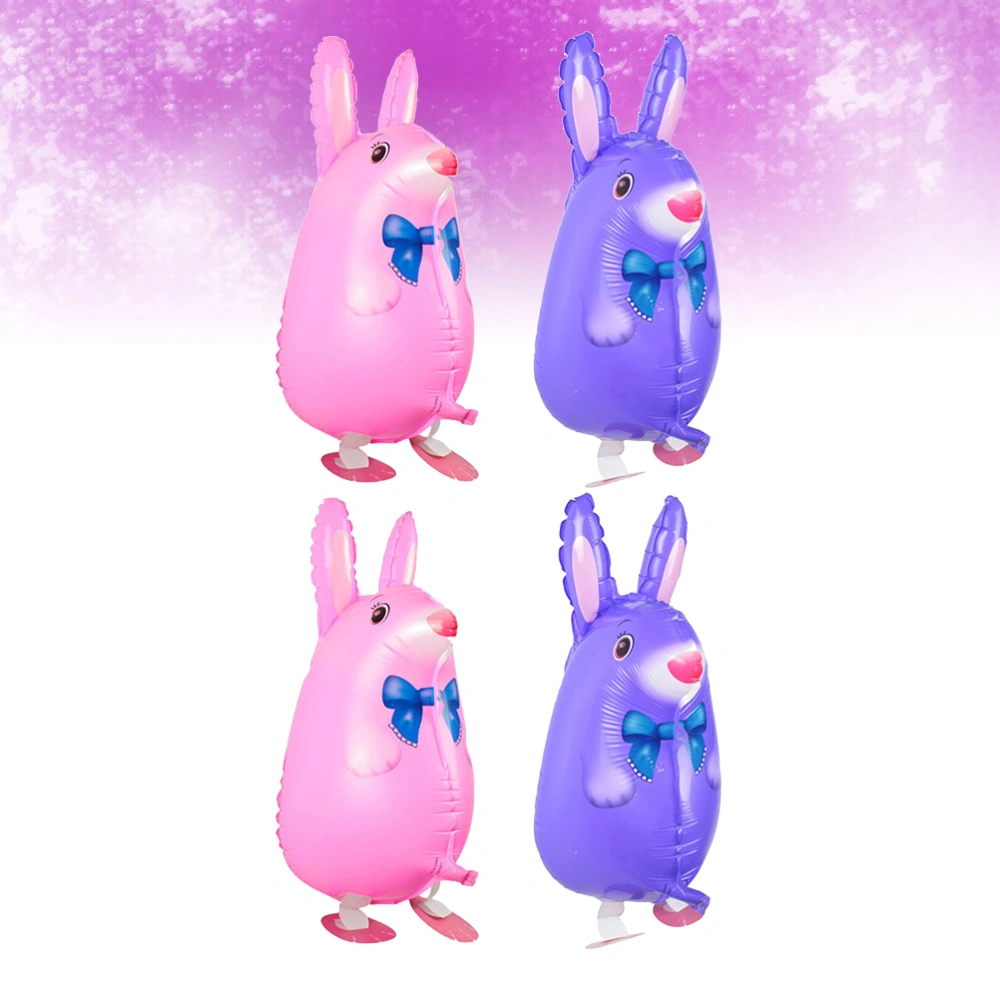 4pcs Cartoon Foil Balloons Standing Rabbit Ornaments Party Bunny Balloons Decorative Baloons for Easter Birthday