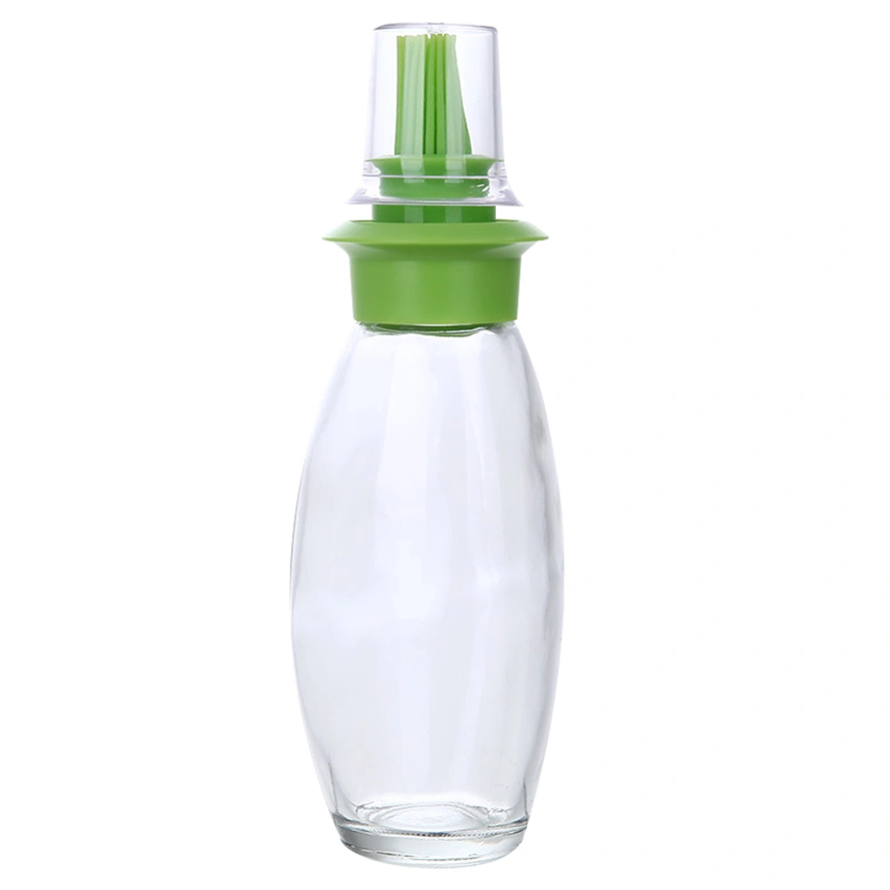 1pc 220ml Silicone Oil Brush with Bottle Kitchen Tools Oil Container for Barbecue(Green)