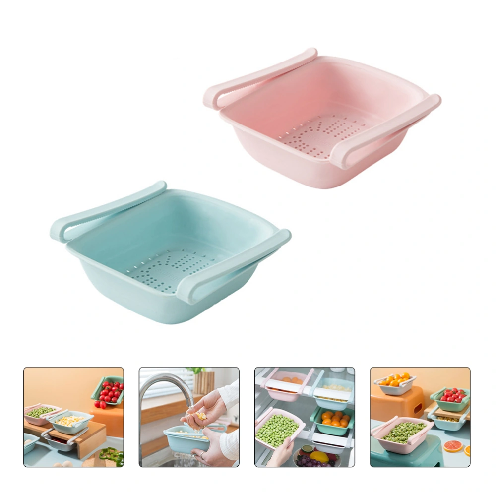 2 Pcs Kitchen Draining Basket Practical Storage Baskets Washing Vegetable Basket