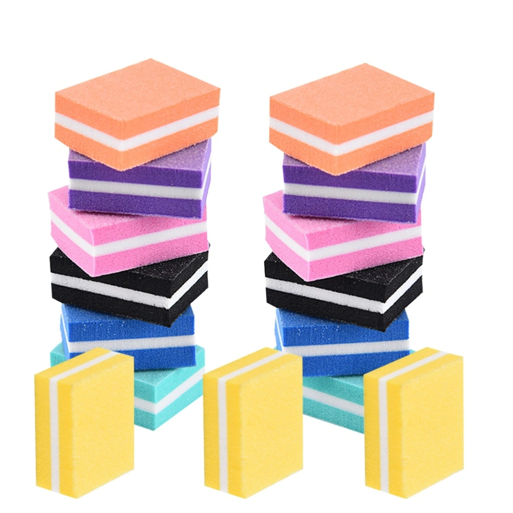 21PCS Mini Sponge Nail File Miniature Sponge File Simple Bean Curd Shape Manicure File Double-sided Polishing Nail File for Home Store (Assorted Color)