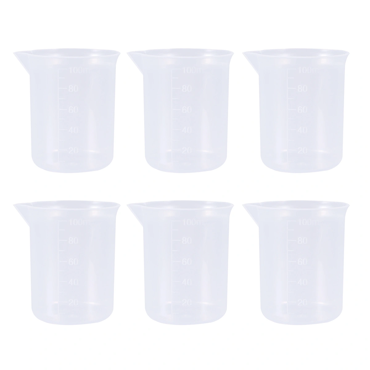 6pcs 100mL PP Plastic Graduation Beakers Measuring Cups Liquid Container