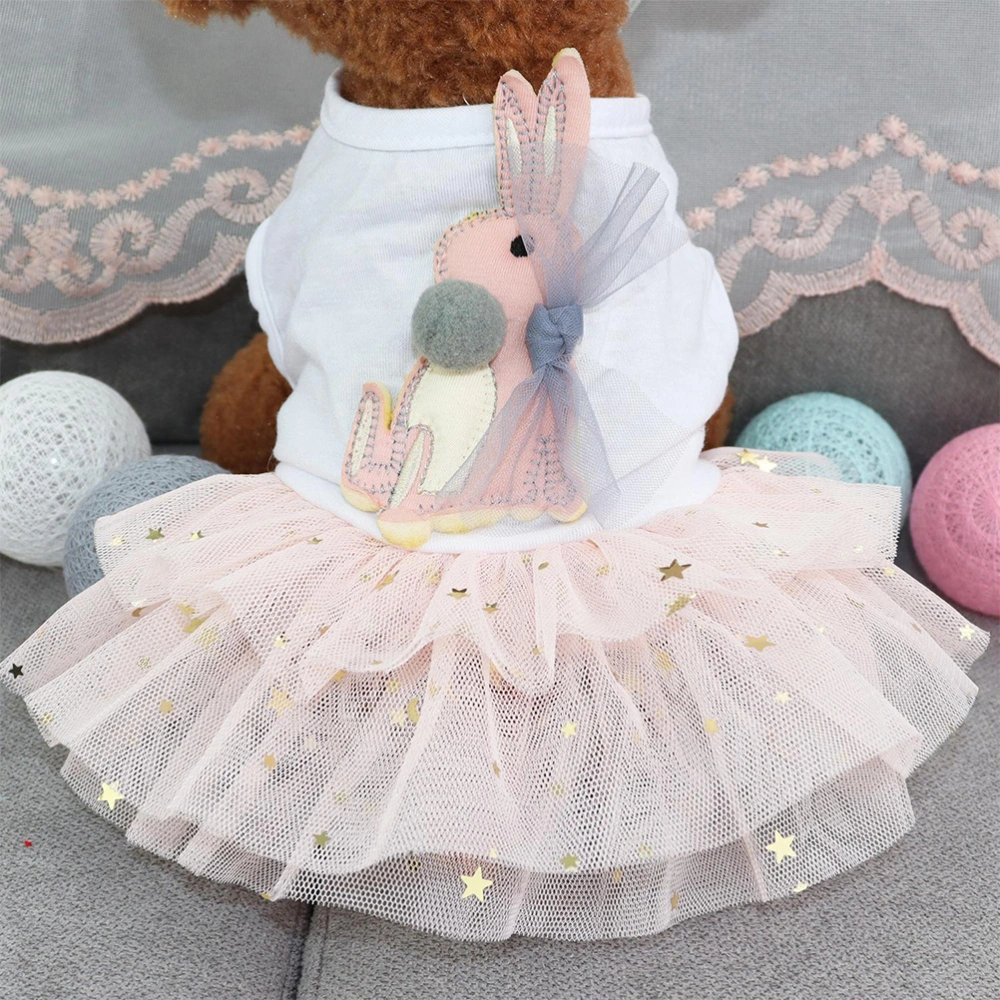 Pet Gauzy Dress Cotton Tutu Skirt Lovely One-piece Dog Clothes for Spring Summer (White, Size M)