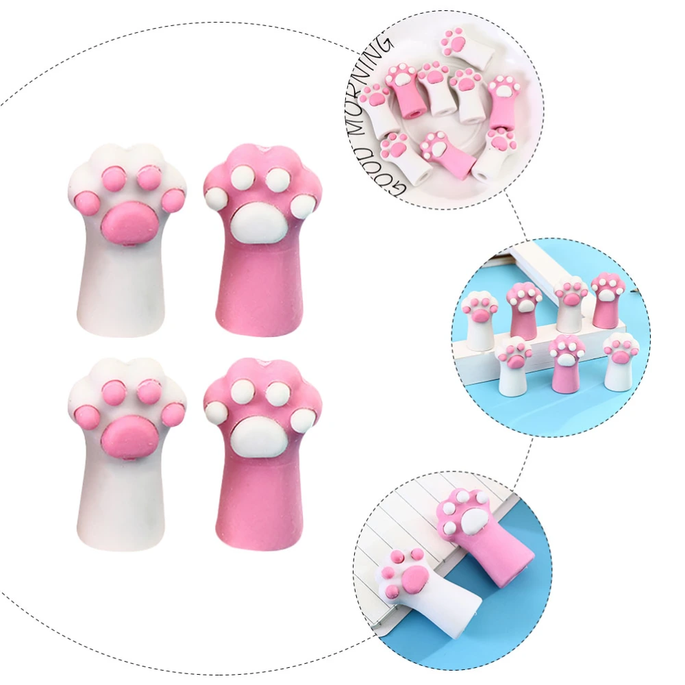 12pcs Cartoon Eraser Creative Cat Paw Shape Rubber Erasers Student Stationery