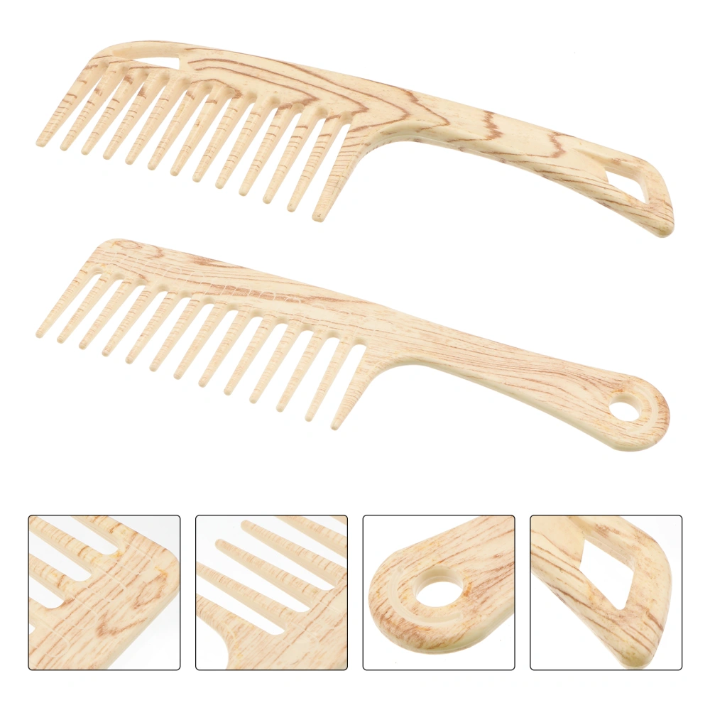 2pcs Practical Comb Hairstyling Tool Wide Tooth Comb Portable Plastic Comb