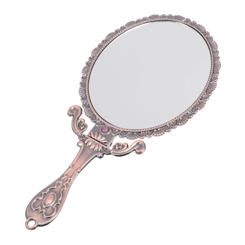 Vintage Rose Handle Mirror Lady Portable Cosmetic Mirror Foldable Mirror