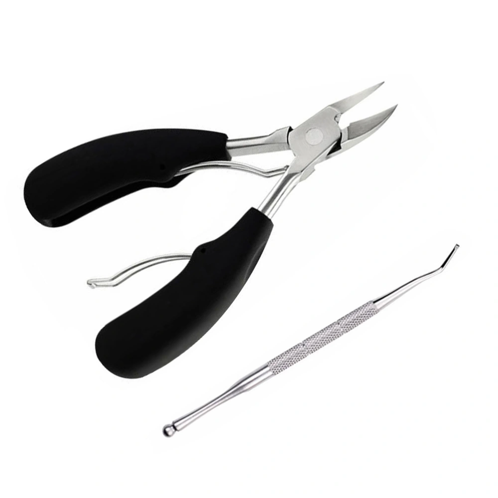 2PCS Black Special Eagle Mouth Shape Pedicure Incarcerated Skin Pliers Nail Toenail Nipper Cuticle Stainless Steel Nail Clippers Long Jaw Cutters For Fingernails Toenails