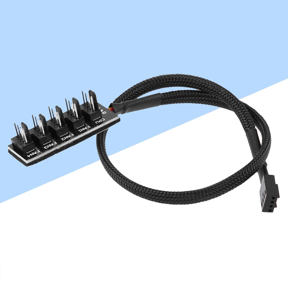 4-Pin CPU Fan Splitter Extension Cable 1 to 5 PC Computer Fan Power Connector Adapter Cord (Black)