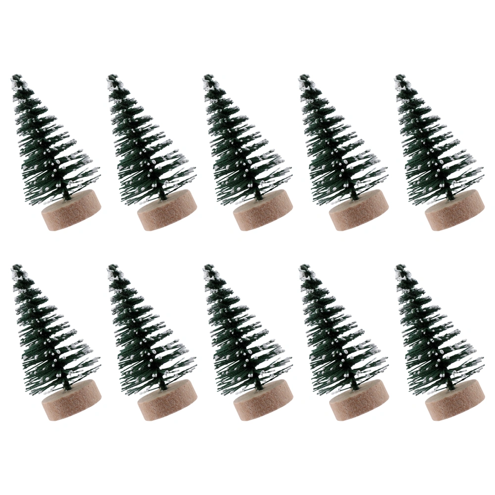 BESPORTBLE 10Pcs 5cm Mini Christmas Tree Decor with Snow Covered Pine DIY Ornaments for Home Party Bar