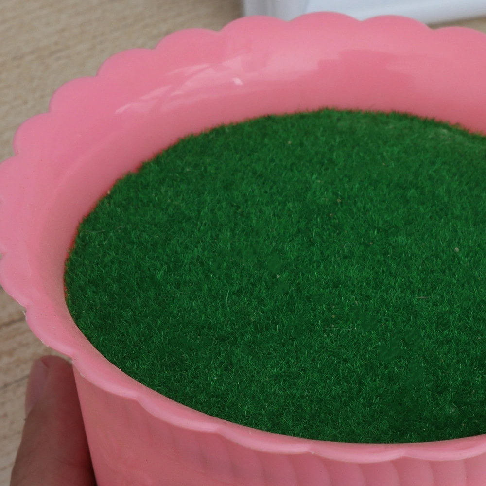 1PC Plastic Flower Pot Flower Mud with Simulation Turf Florist Supplies for Home Garden (Pink)