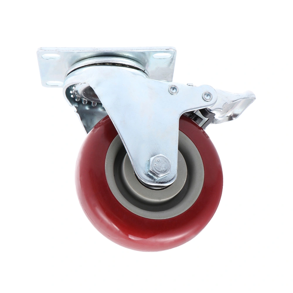 4 Inch Size Practical Silent TPR Source Material Wear-resistant Industrial Use Brake System Caster Red Color