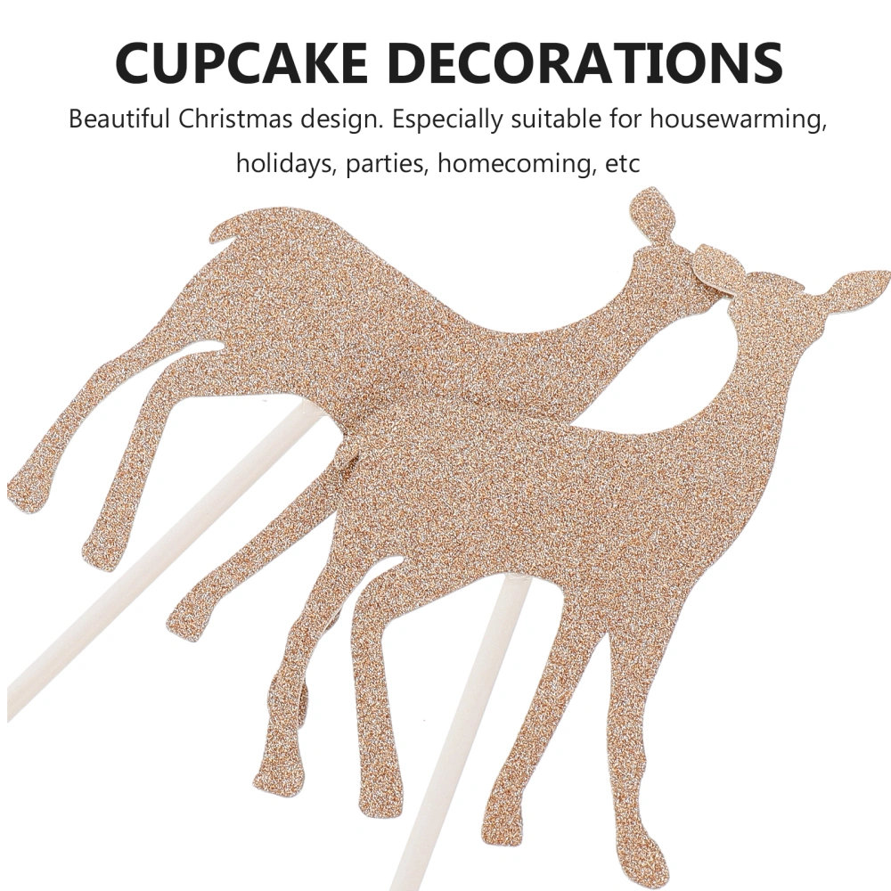 30pcs Exquisite Christmas Cupcake Toppers Fawn Cake Insert Cards Decorations