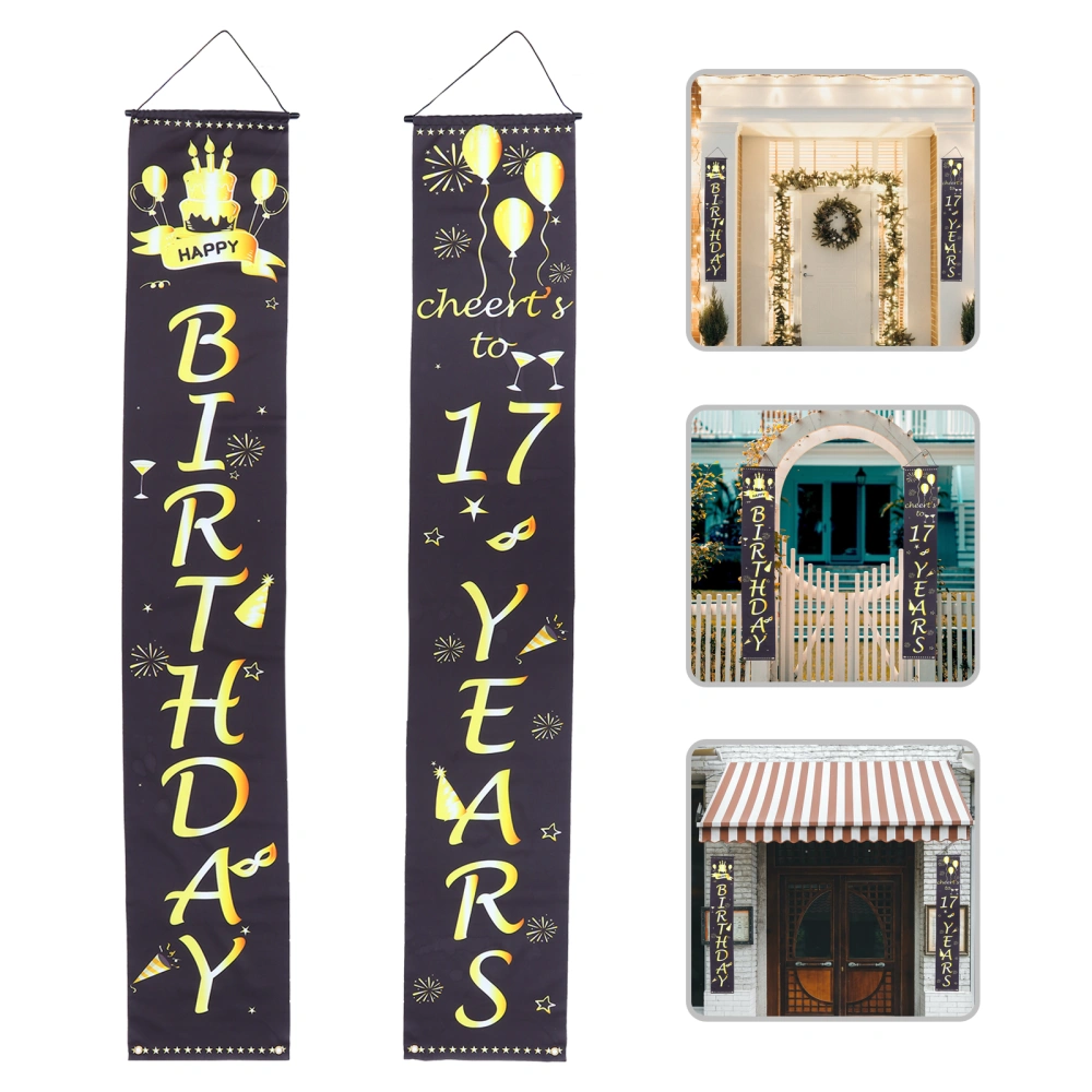 1 Pair Birthday Door Banner Fashion Couplet Door Hanging Curtain Party Decor