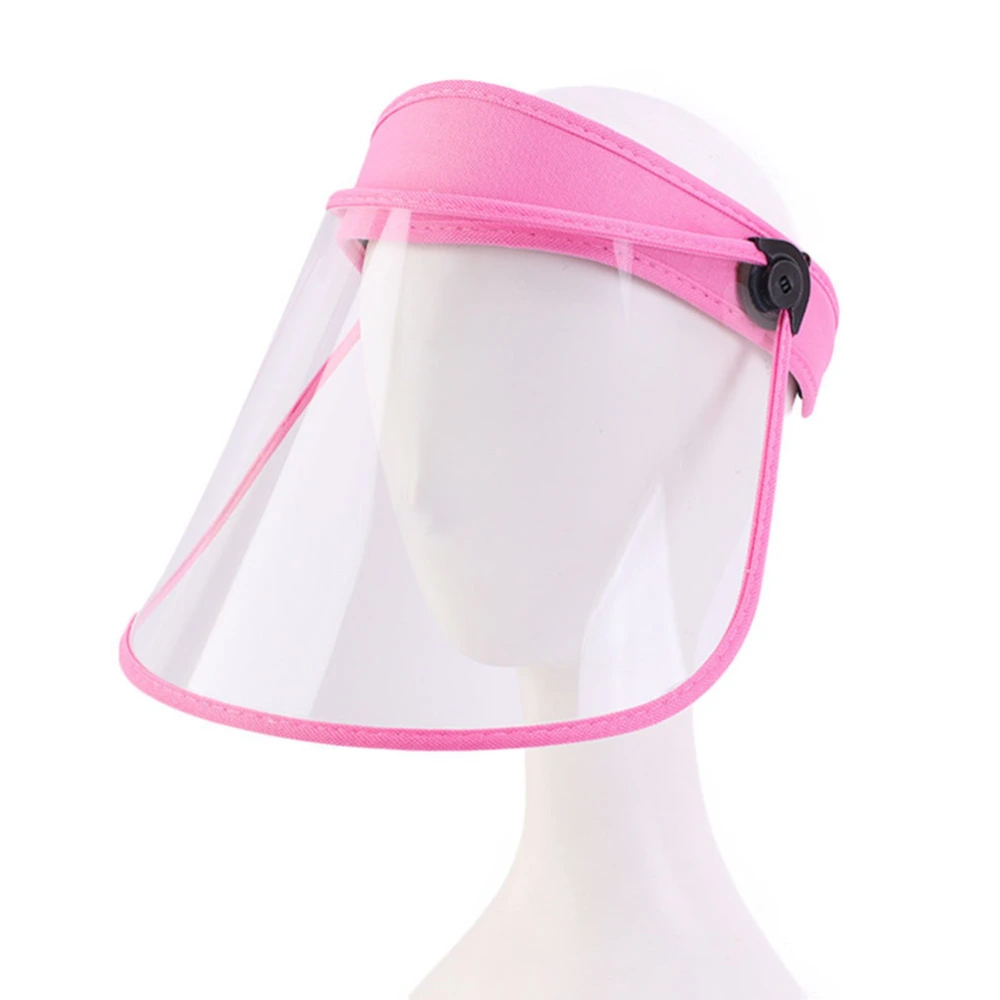 Empty Plastic Hat Windproof Outdoor Protective Summer Dust-proof Sun Protection Hat Transparent Face Cover (Pink)