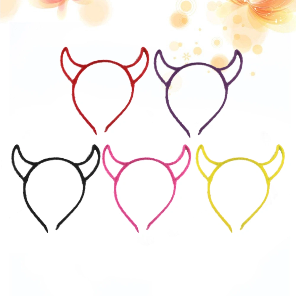 5pcs Small Horn Headband Mohair Devil Horn Hairband Hair for Halloween Party