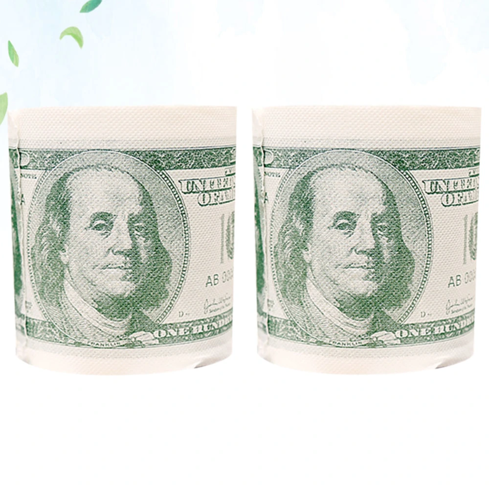 2 Rolls Dollar Printed Toilet Paper Funny Roll Paper Creative Toilet Tissue Paper For Home Office Hotel (Dollar)