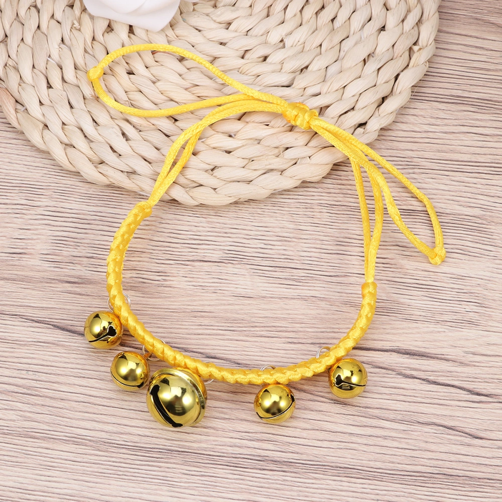 Hand Woven Necklace Adjustable Small Hollow Bell Collar Pet Ring Dog Collar Personalized Collars Size M Yellow