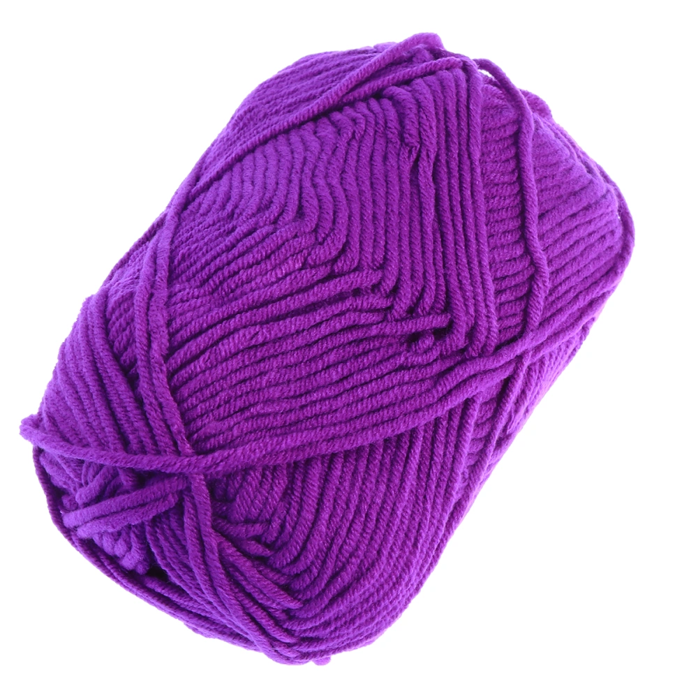 50g Milk Cotton Yarn Cotton Chunky Hand-woven Crochet Knitting Wool Yarn Warm Yarn for Sweaters Hats Scarves DIY (Deep Purple)