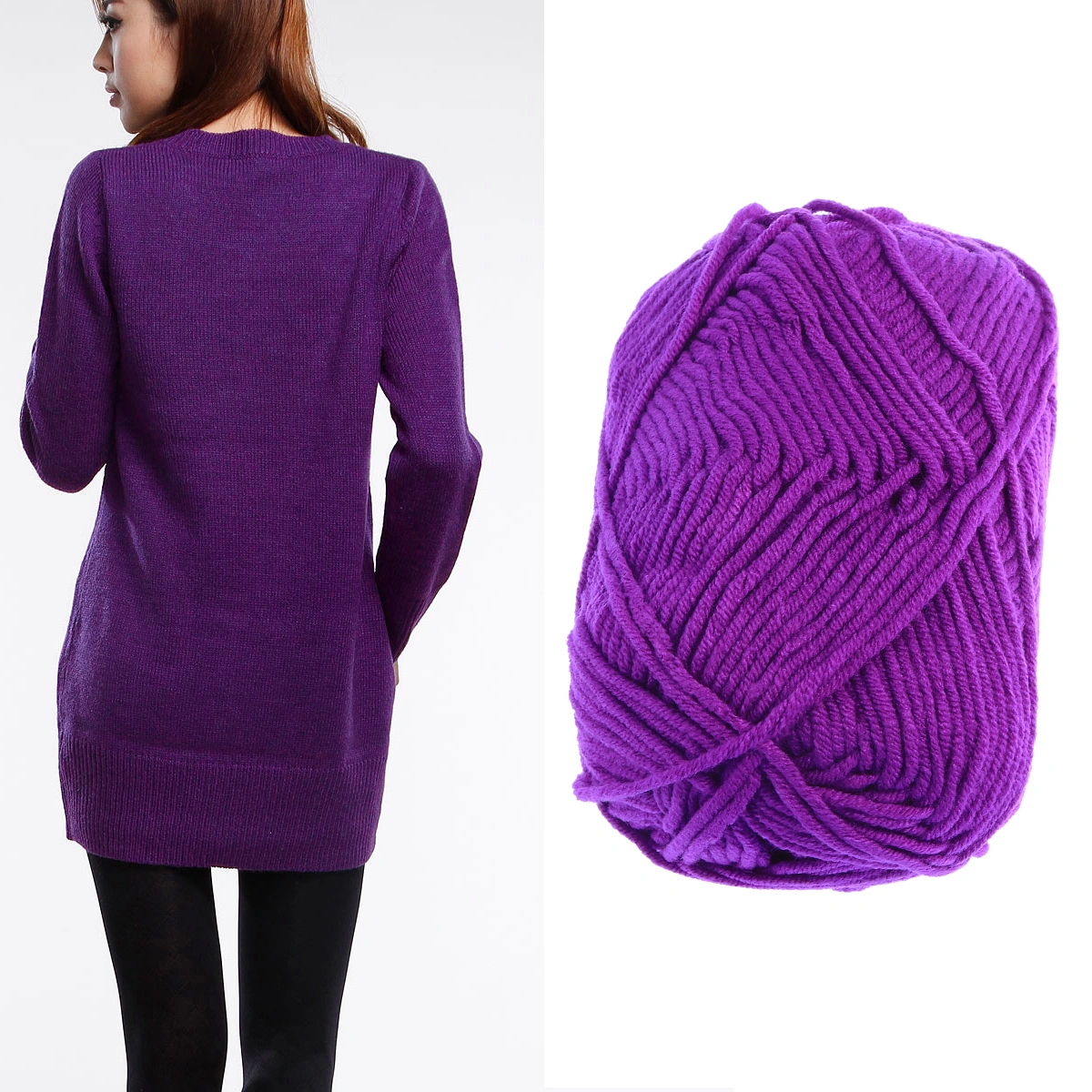 50g Milk Cotton Yarn Cotton Chunky Hand-woven Crochet Knitting Wool Yarn Warm Yarn for Sweaters Hats Scarves DIY (Deep Purple)